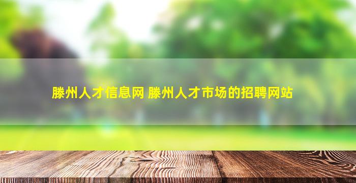 滕州人才信息网 滕州人才市场的招聘网站